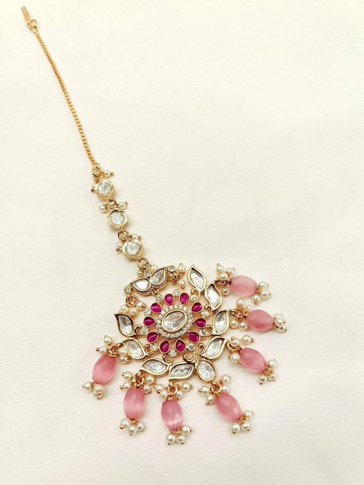 Vinia Majenta Gold Plated Kundan Teeka - House of Sarvati LLC