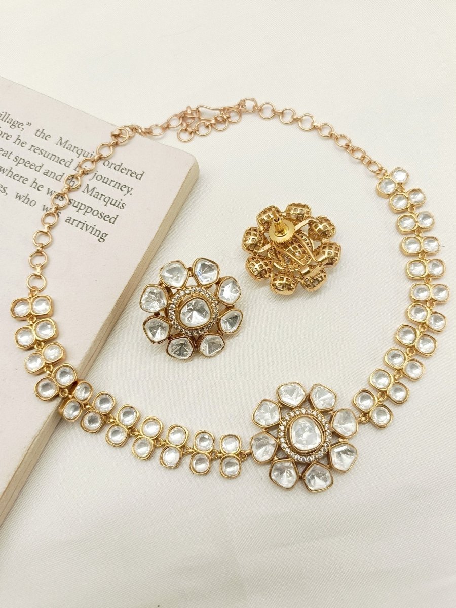 Vipasha White Kundan Choker Set - House of Sarvati LLC