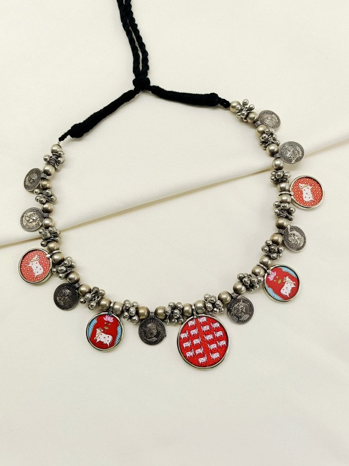 Vishali Multi Colour Oxidized Neckpiece - House of Sarvati LLC
