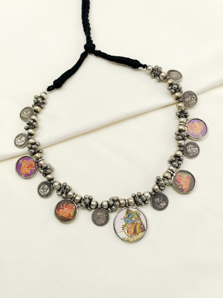 Vydika Multi Colour Oxidized Neckpiece - House of Sarvati LLC
