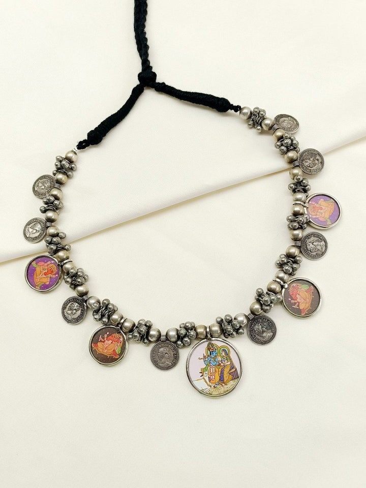 Vydika Multi Colour Oxidized Neckpiece - House of Sarvati LLC