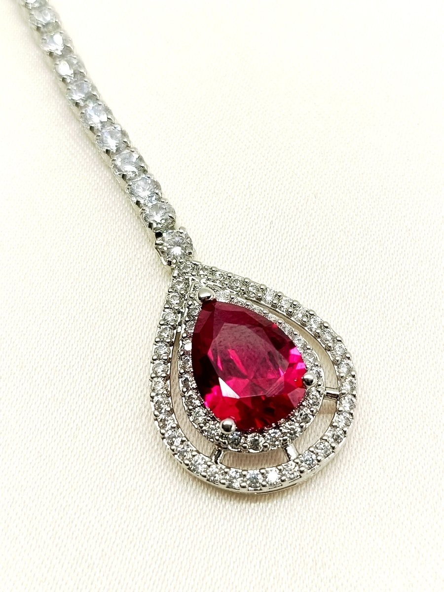 Wabi Majenta American Diamond Maang Teeka - House of Sarvati LLC