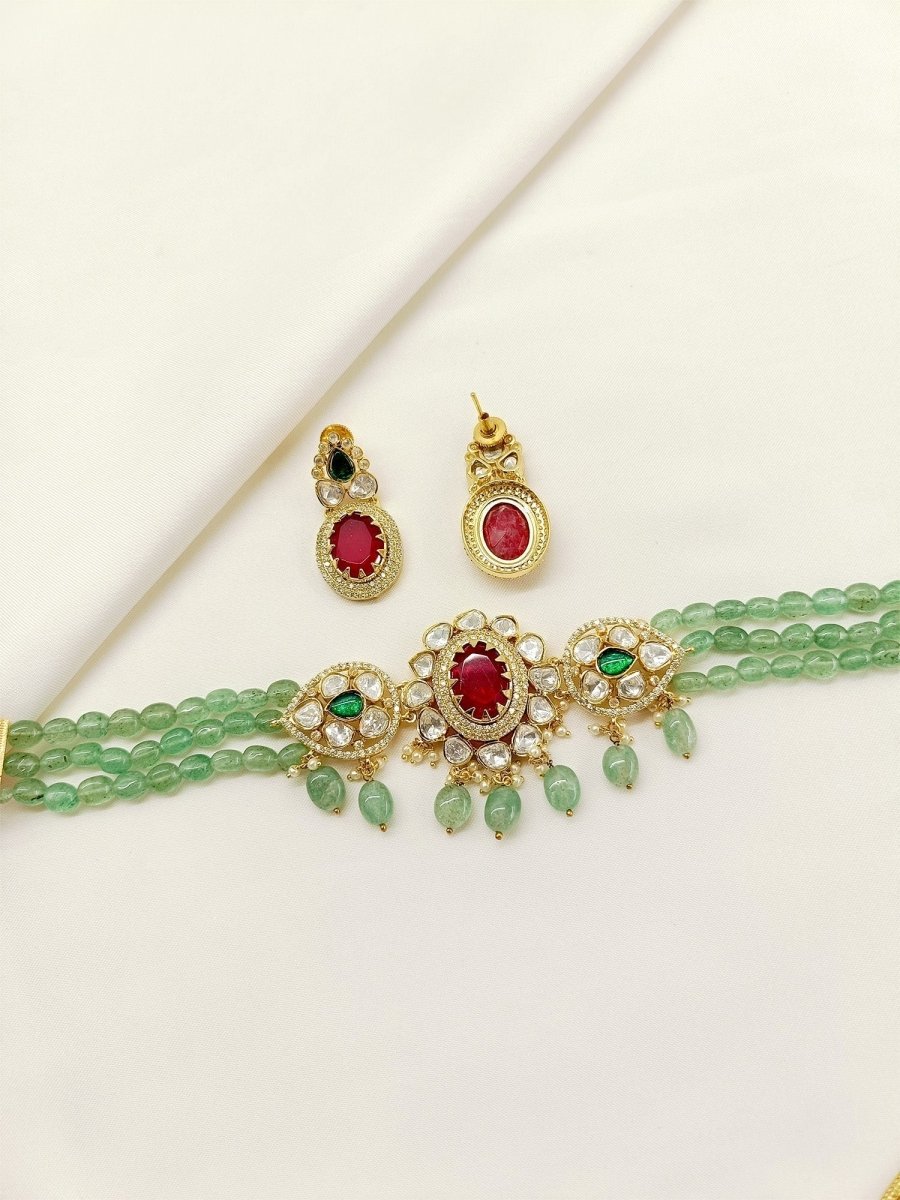 Wardeen R&G Kundan Choker Set - House of Sarvati LLC