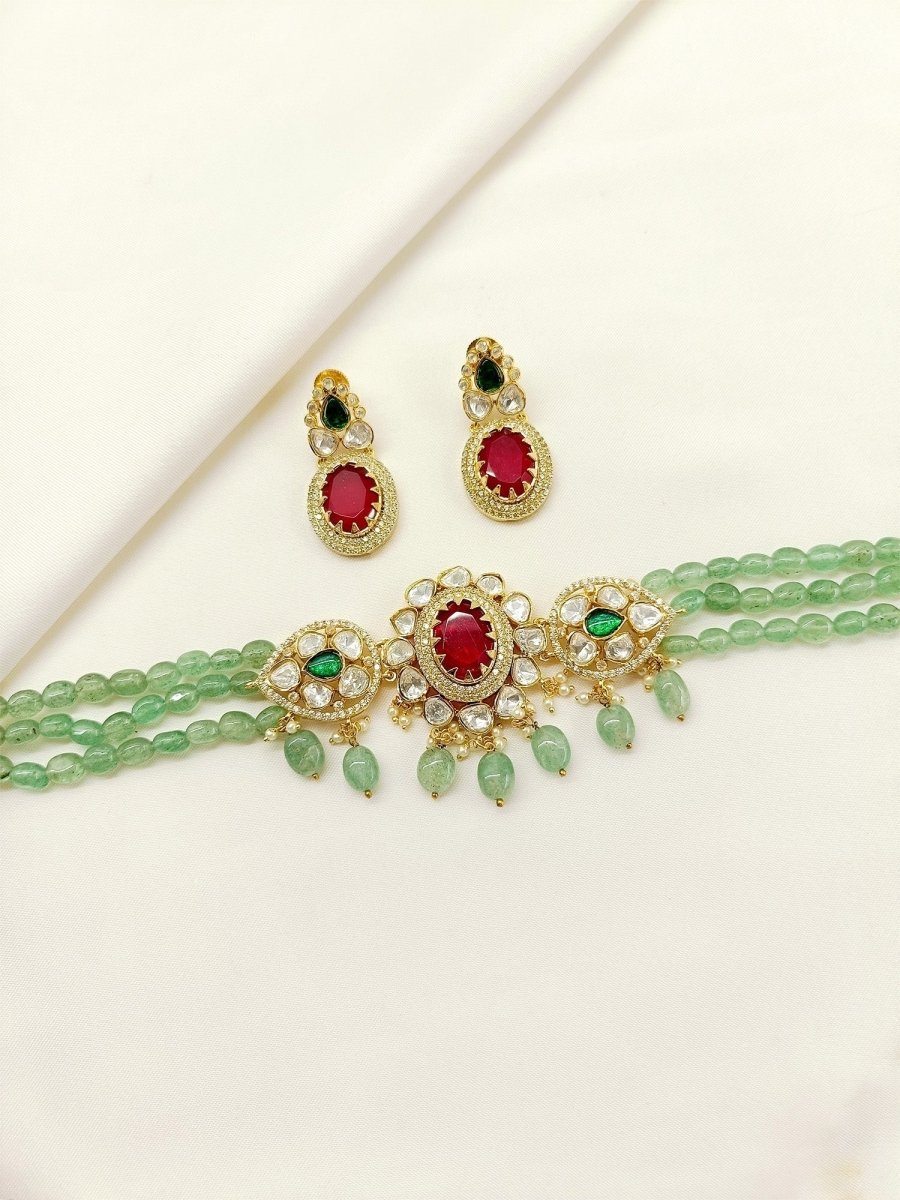Wardeen R&G Kundan Choker Set - House of Sarvati LLC