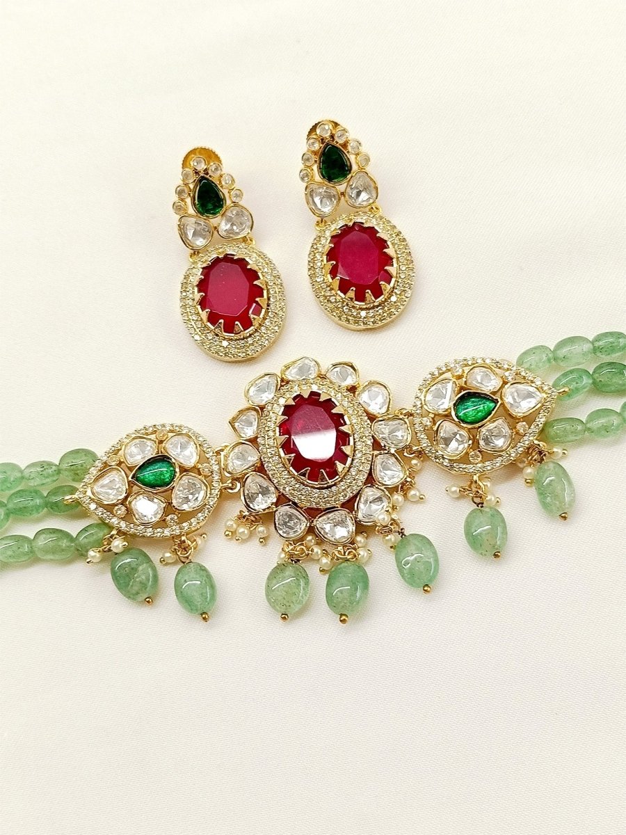 Wardeen R&G Kundan Choker Set - House of Sarvati LLC