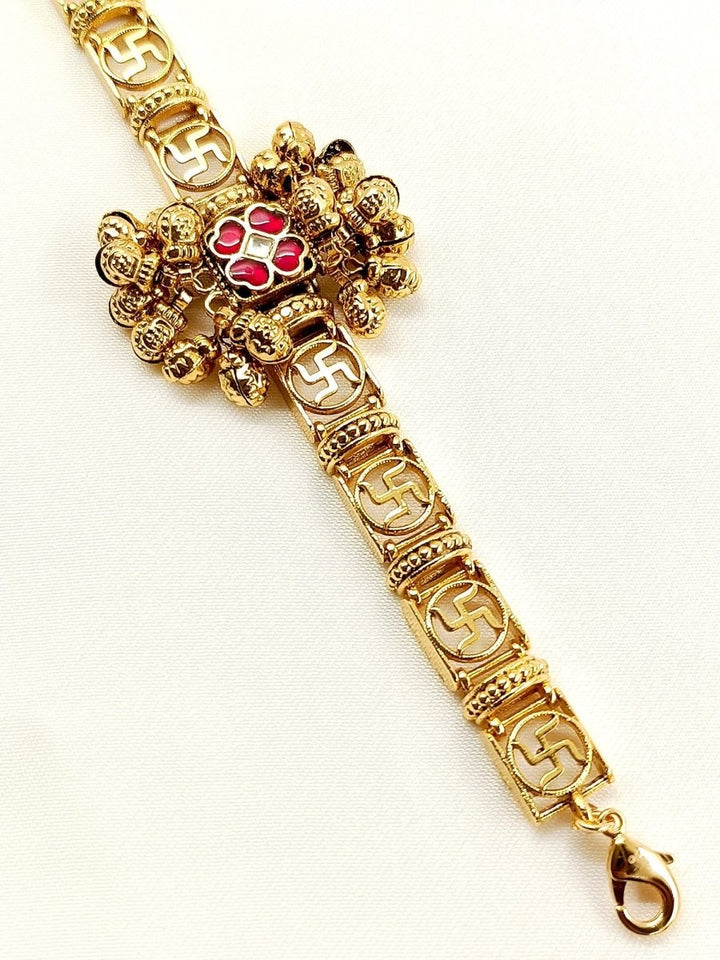Yaasmin Red Kundan Bracelet - House of Sarvati LLC