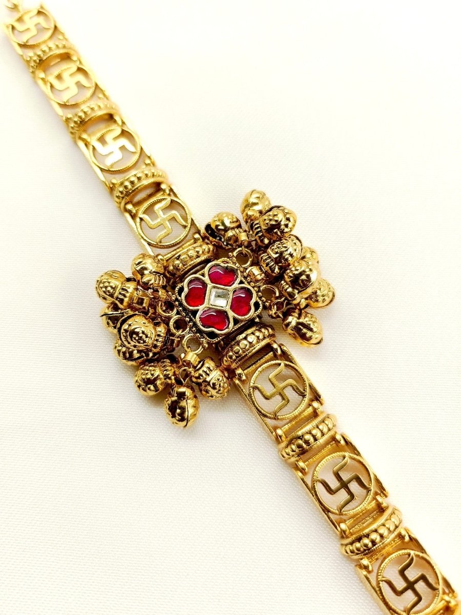 Yaasmin Red Kundan Bracelet - House of Sarvati LLC
