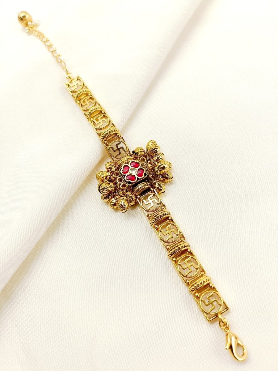 Yaasmin Red Kundan Bracelet - House of Sarvati LLC