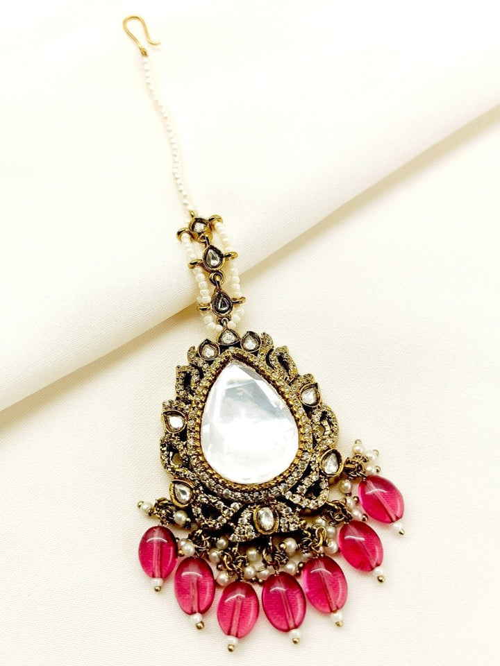 Yami Maroon Victorian Teeka - House of Sarvati LLC