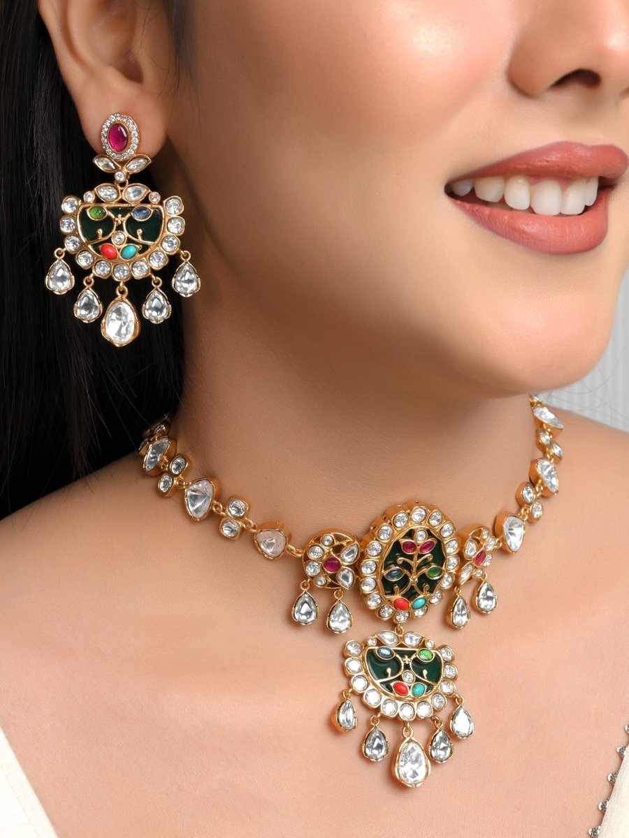 Yessa Multi Colour Boutique Choker Set - House of Sarvati LLC