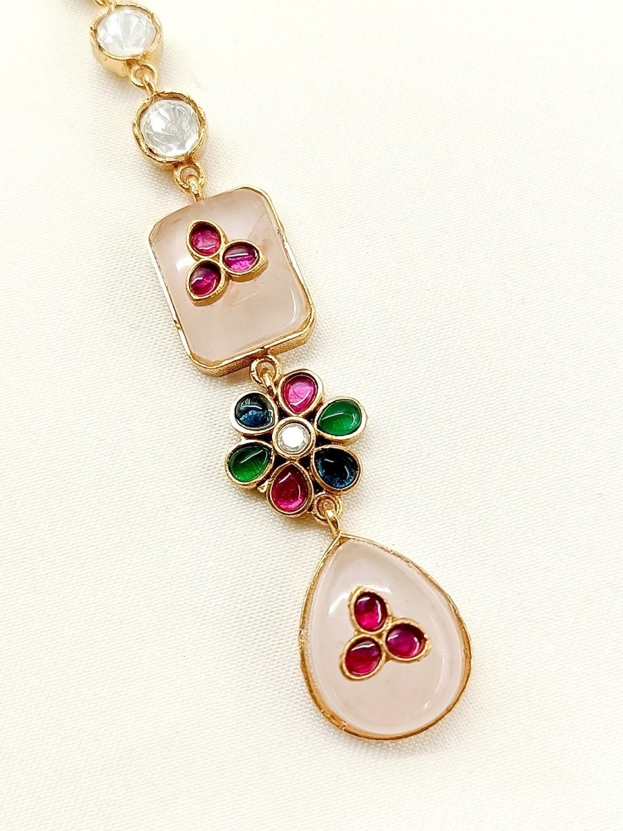 Zafeerah White Kundan Maangteeka - House of Sarvati LLC