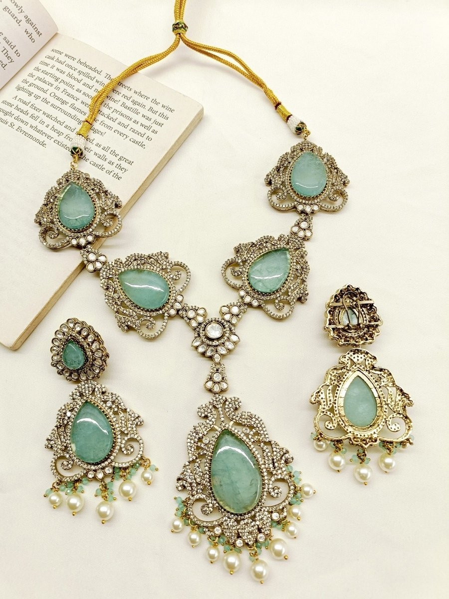 Zakirah Aqua Blue Victorian Set - House of Sarvati LLC