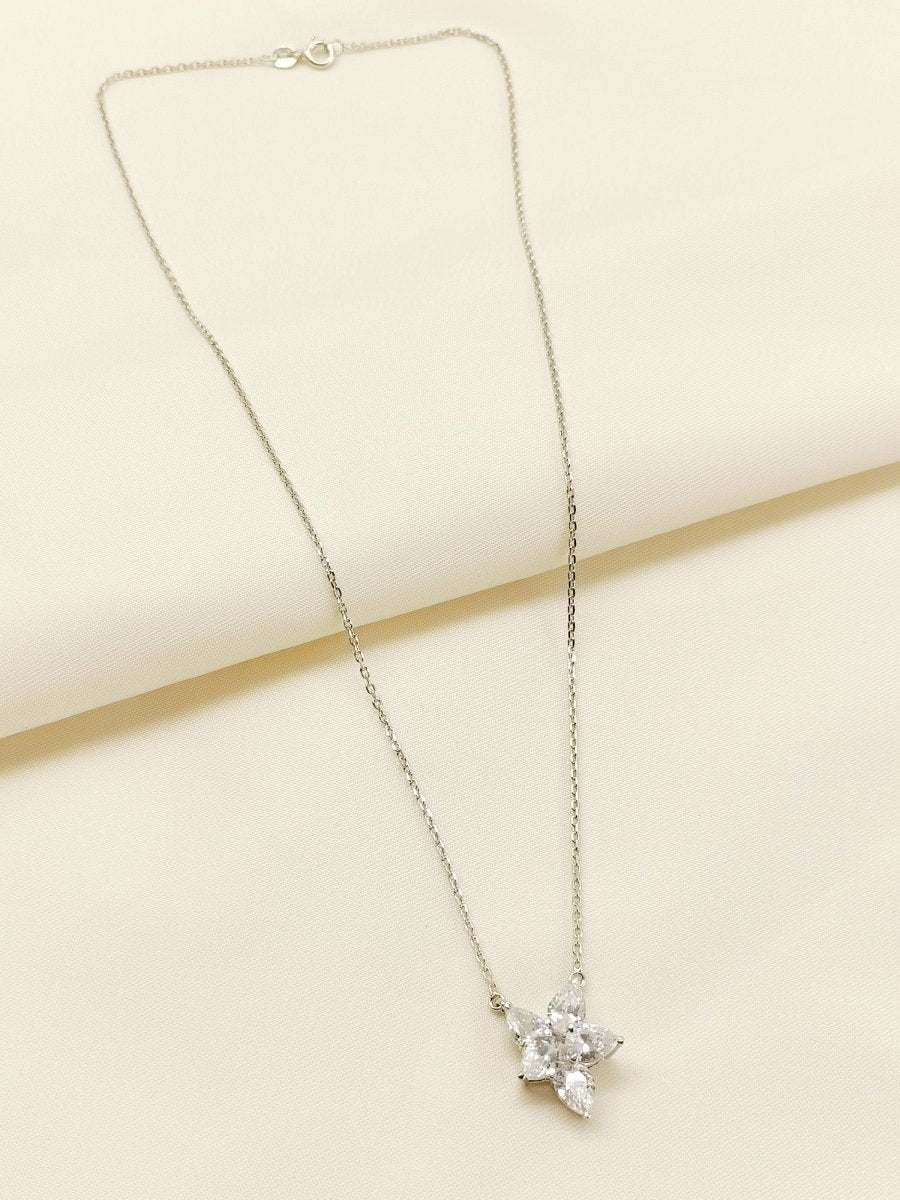 Zamila 92.5 Silver Swarovski Stone Pendal - House of Sarvati LLC