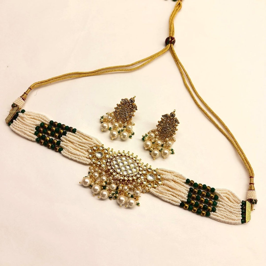 Zara Pearl Kundan Choker - House of Sarvati LLC