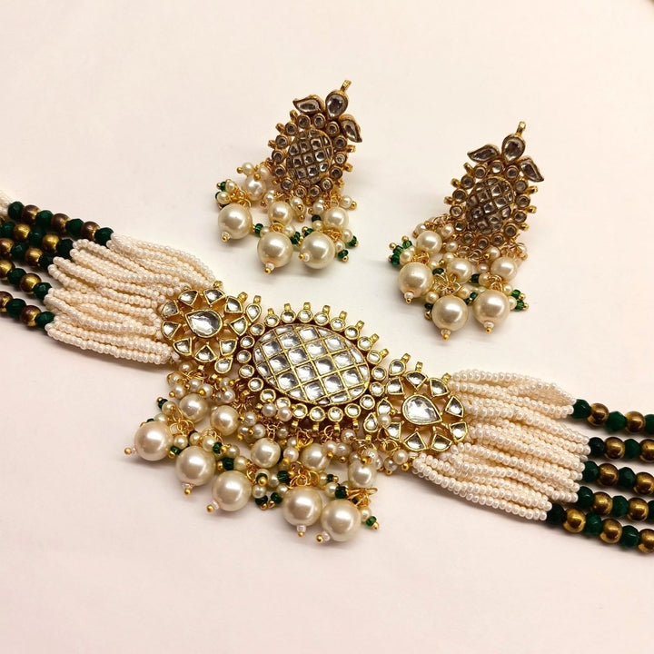 Zara Pearl Kundan Choker - House of Sarvati LLC