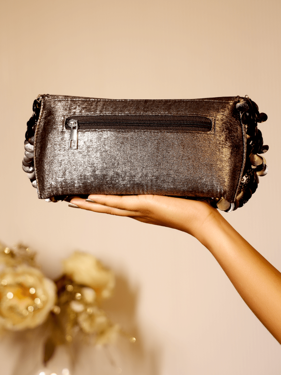 Ziniya Charcoal Evening Clutch - House of Sarvati LLC