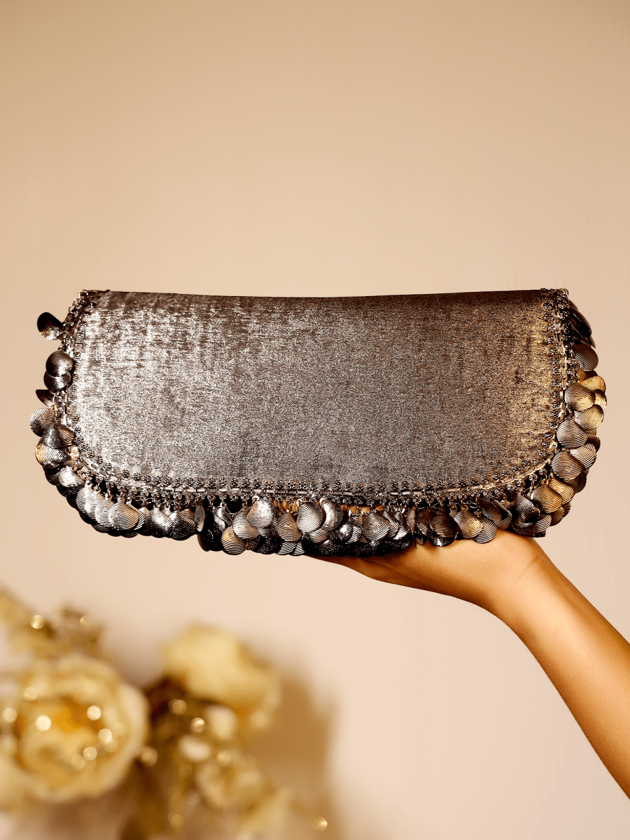 Ziniya Charcoal Evening Clutch - House of Sarvati LLC