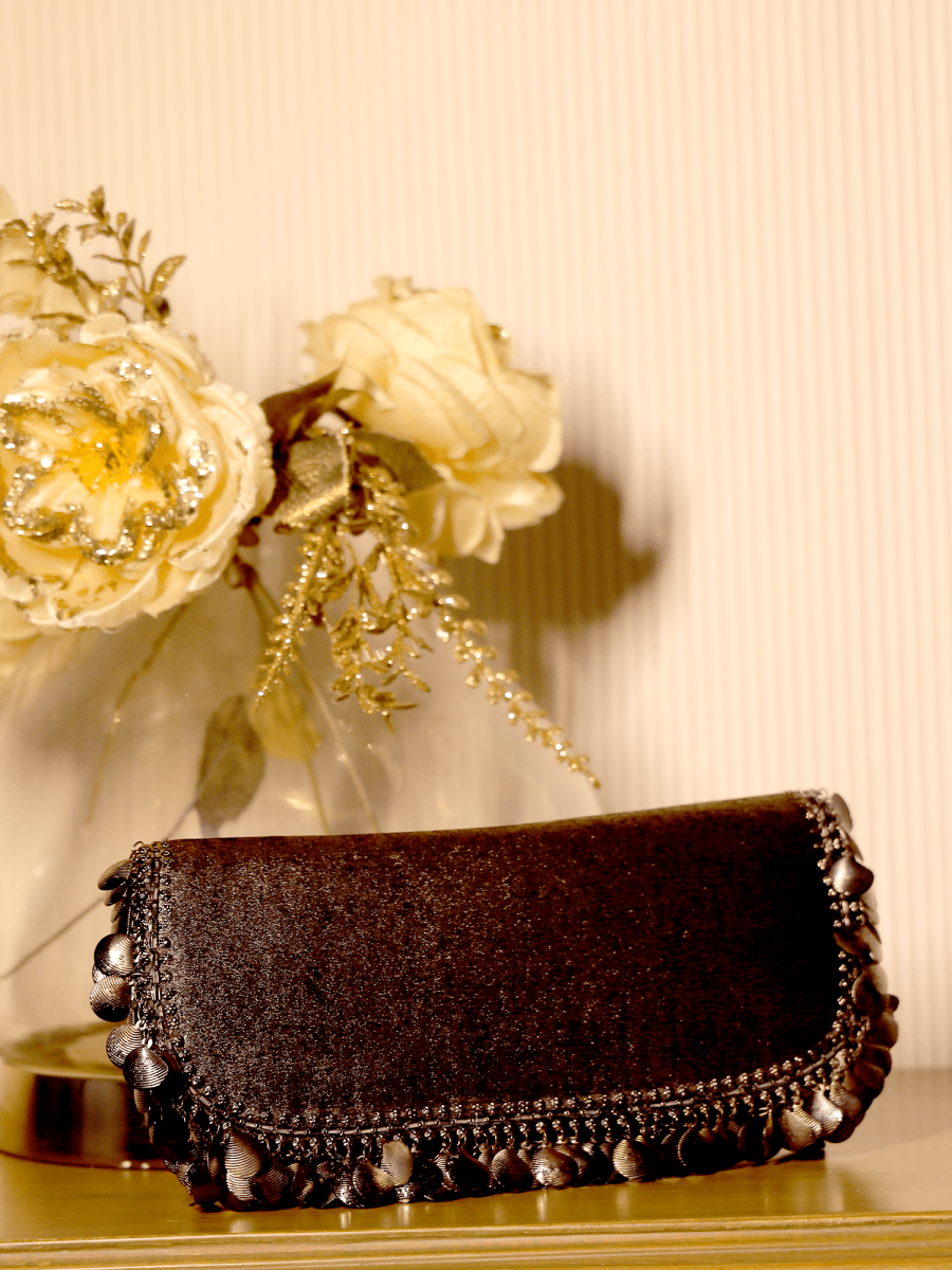 Ziniya Charcoal Evening Clutch - House of Sarvati LLC