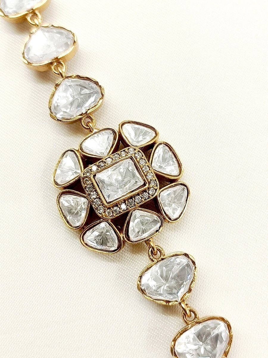 Zohra White Kundan Bracelet - House of Sarvati LLC