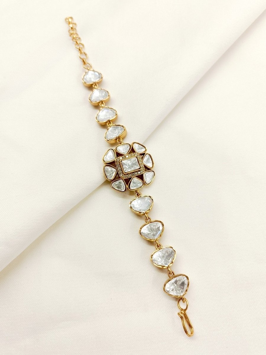 Zohra White Kundan Bracelet - House of Sarvati LLC