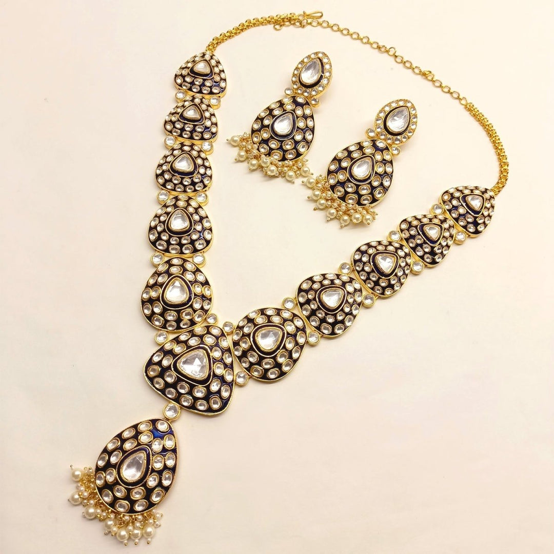 Zubaida Long Meenakari Blue Set - House of Sarvati LLC