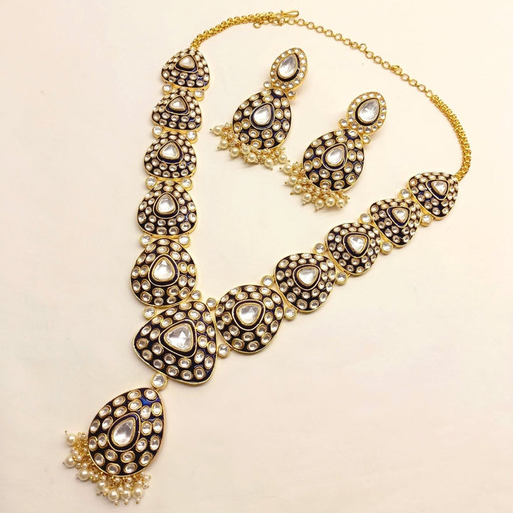 Zubaida Long Meenakari Blue Set - House of Sarvati LLC