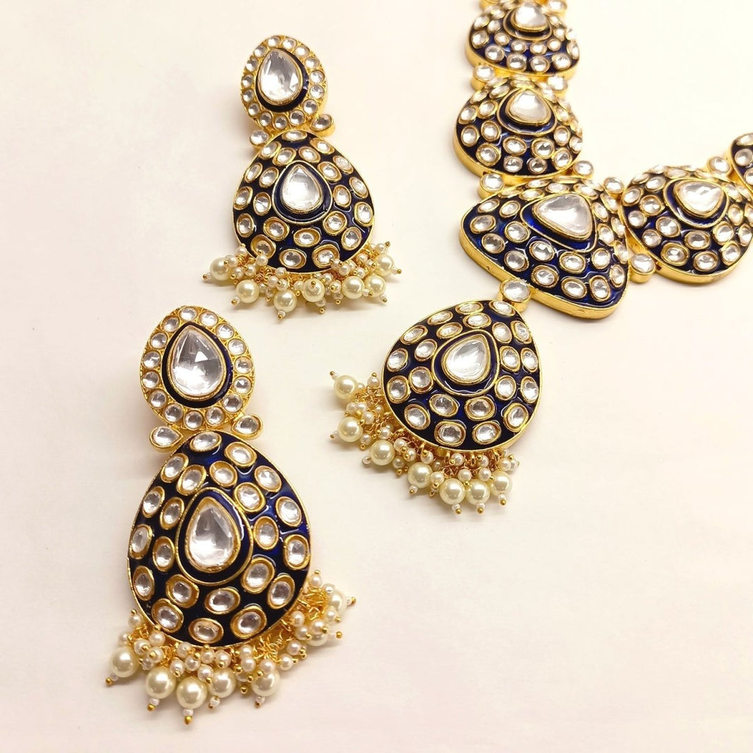 Zubaida Long Meenakari Blue Set - House of Sarvati LLC