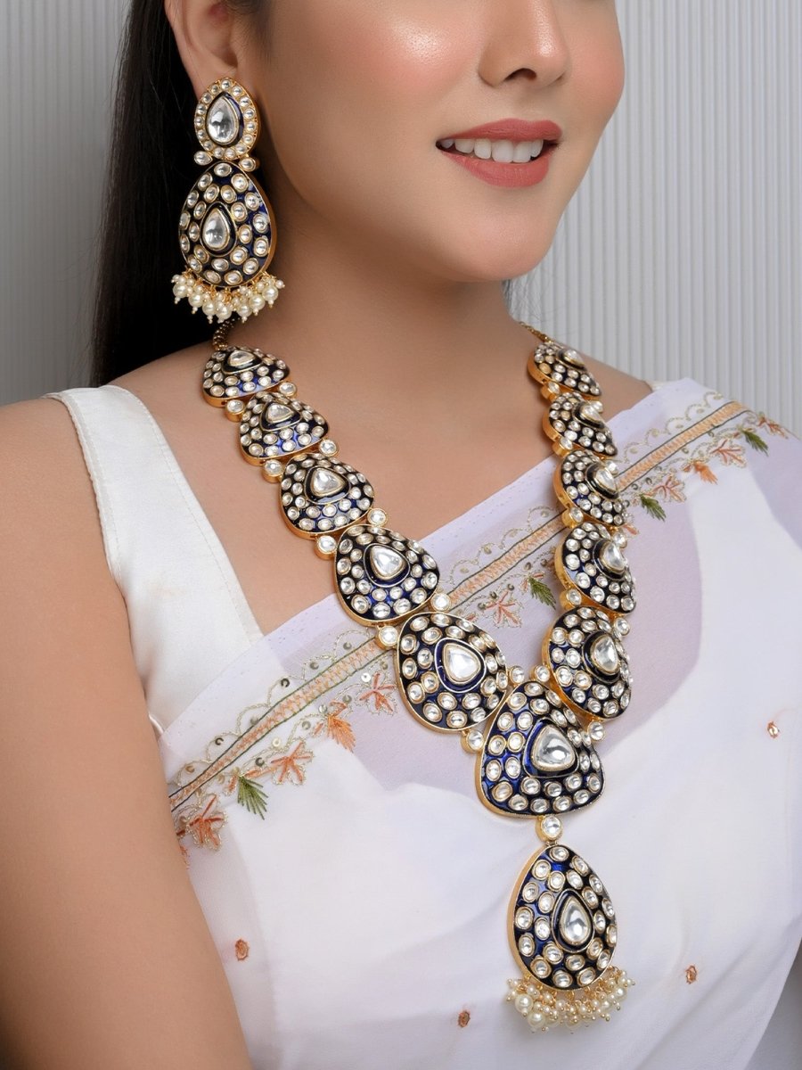 Zubaida Long Meenakari Blue Set - House of Sarvati LLC