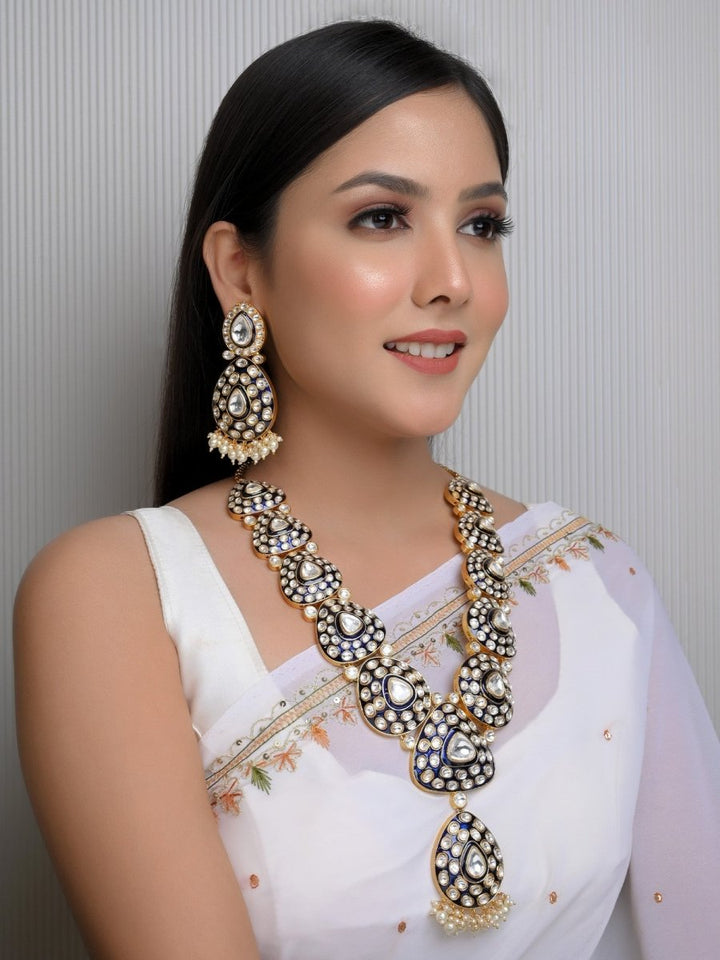 Zubaida Long Meenakari Blue Set - House of Sarvati LLC