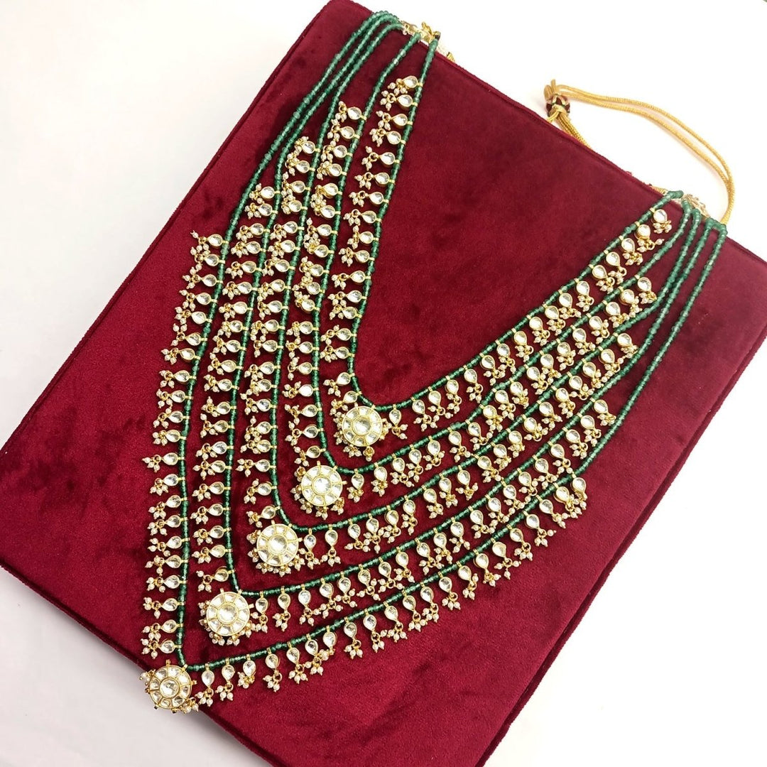 Zubera Green Layered Neckpiece - House of Sarvati LLC