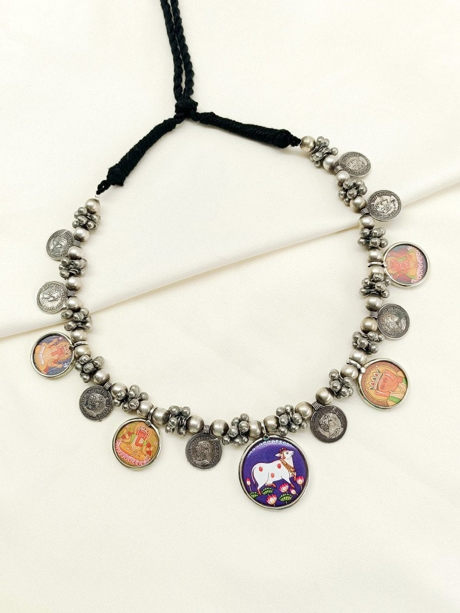 Zurai Multi Colour Oxidized Neckpiece - House of Sarvati LLC